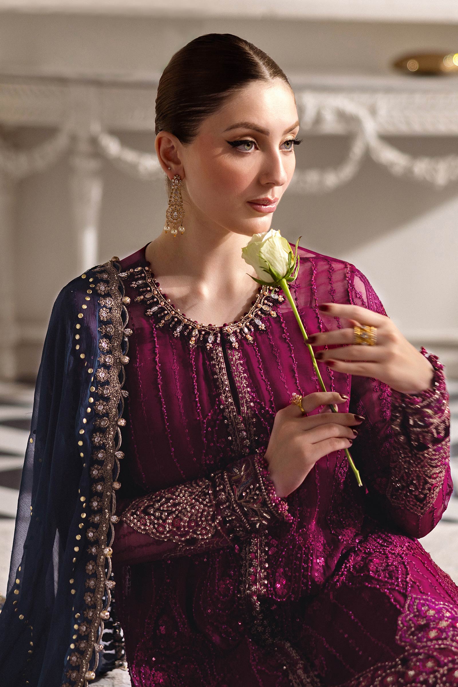 3 Piece Unstitched Embroidered Chiffon Suit | MPC-25-102