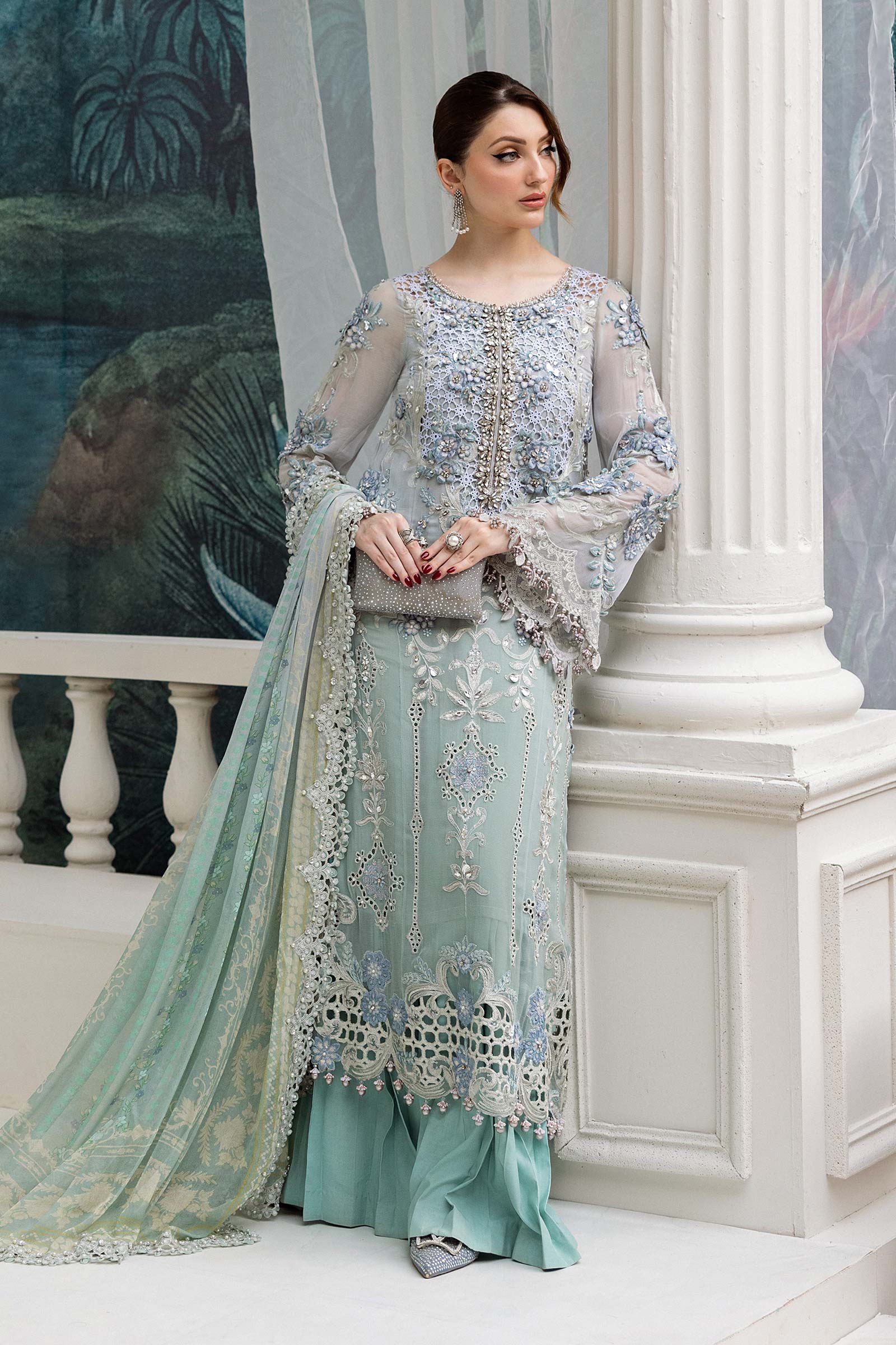 3 Piece Unstitched Embroidered Chiffon Suit | MPC-25-108